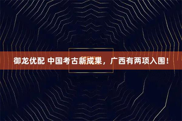 御龙优配 中国考古新成果，广西有两项入围！