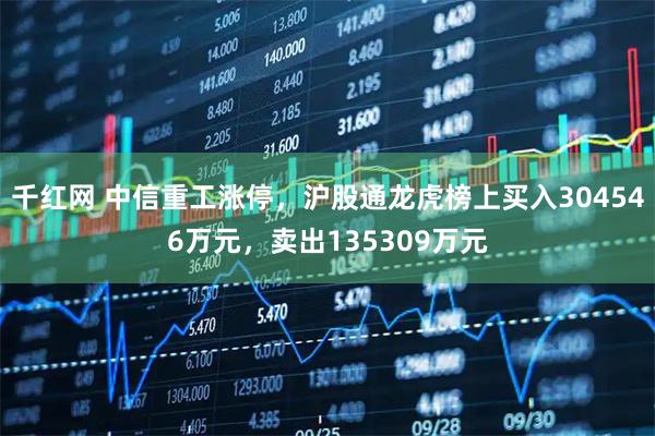 千红网 中信重工涨停，沪股通龙虎榜上买入304546万元，卖出135309万元